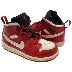 Nike Air Jordan 1 Retro Toddler High Tops, Gym Red, Size: 7 childrens